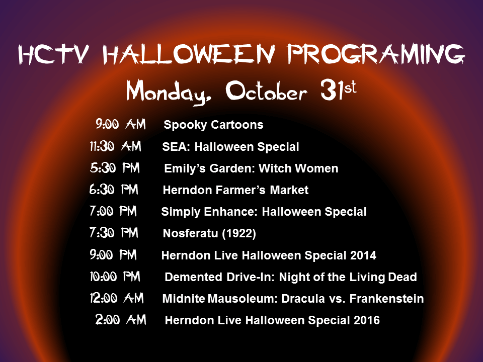 HCTV Halloween Schedule